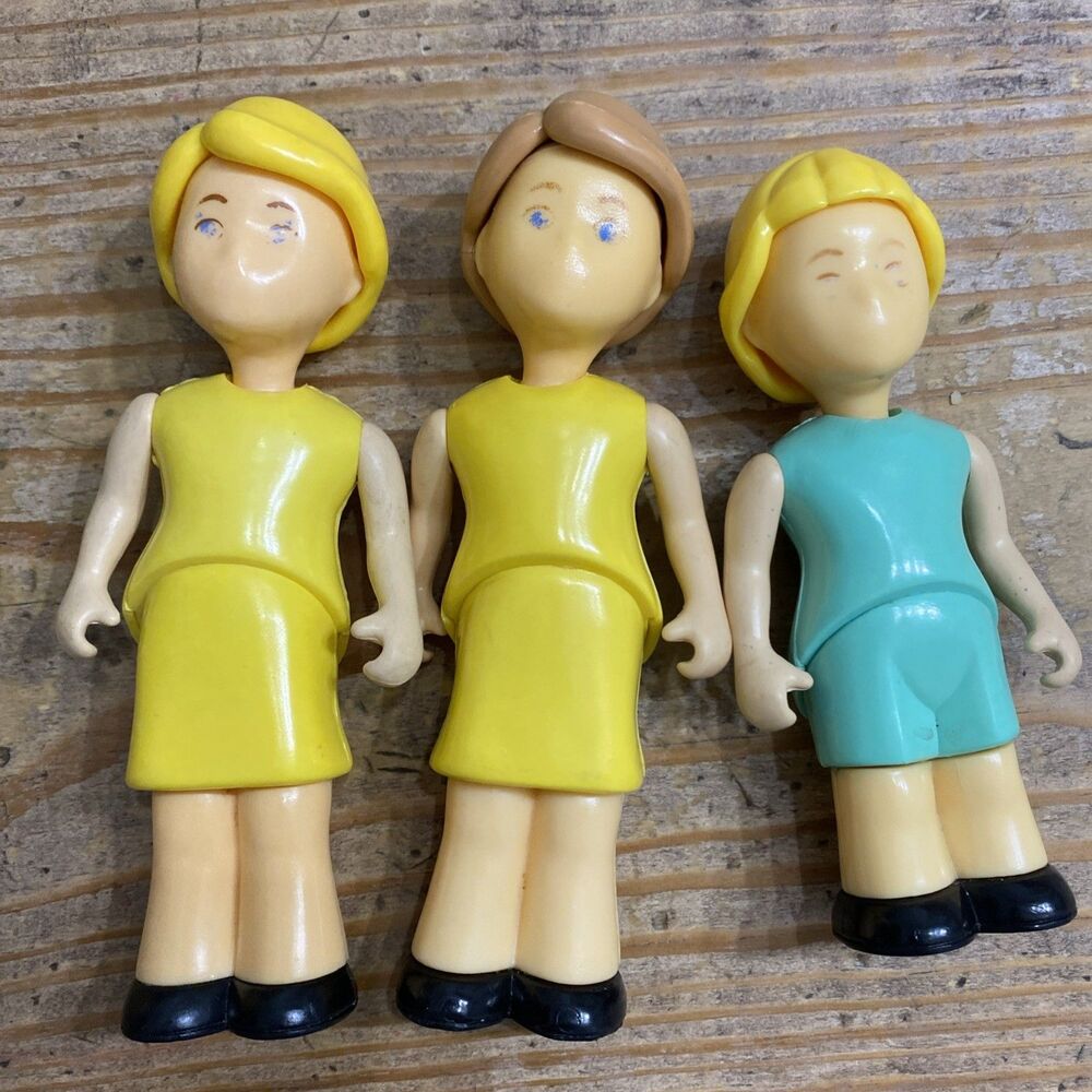 3 Vintage Little Tikes Dollhouse Family Dolls Mom Sister Girl People Figures